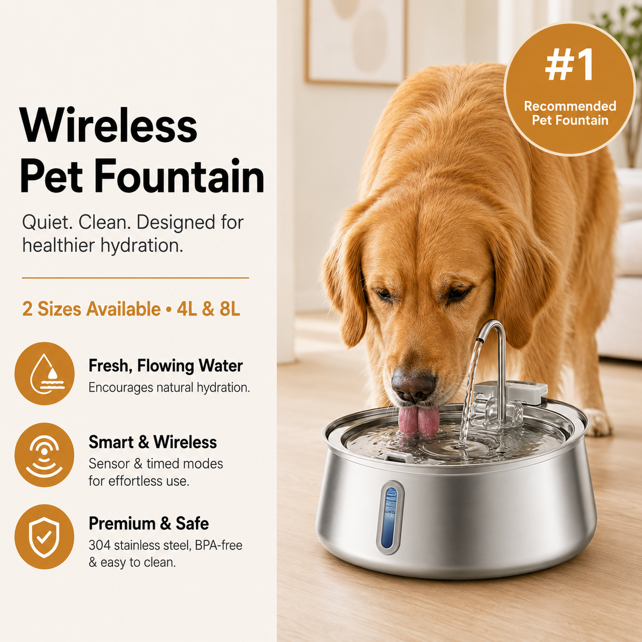 Fountivo Wireless Dog Water Fountain 4L
