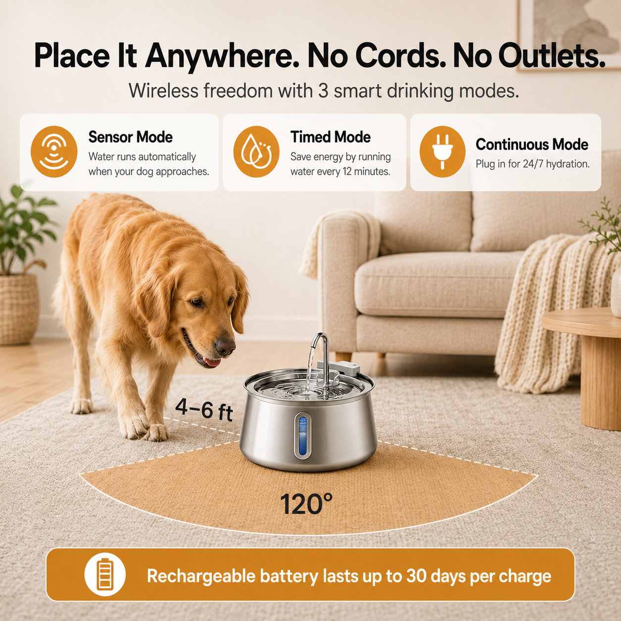 Fountivo Wireless Dog Water Fountain 4L