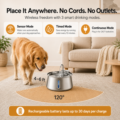 Fountivo Wireless Dog Water Fountain 4L